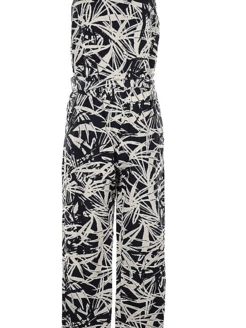 LOFT Black and Cream Printed Wide-Leg Jumpsuit